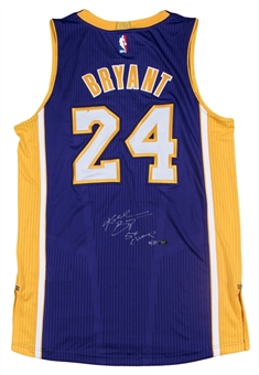Kobe Bryant Signed & "5X Champ" Inscribed Los Angeles Lakers Road Jersey (LE 94/124) (Panini)